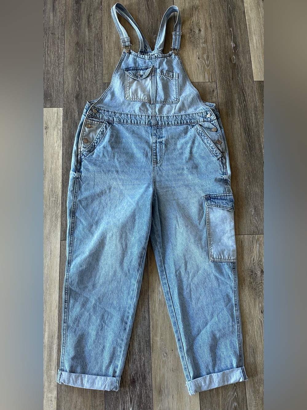 Celebrity Pink Light Blue Denim Women's Cargo Overalls